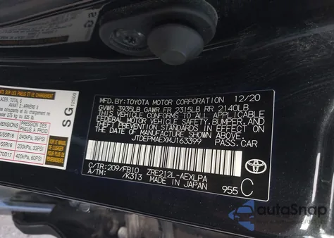 2021 Toyota Corolla Le z USA, uszkodzony, nr VIN JTDEPMAEXMJ163399